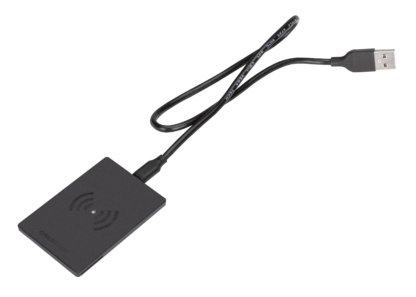 Photo: RFID-USB, Front Angled View, with USB Cable